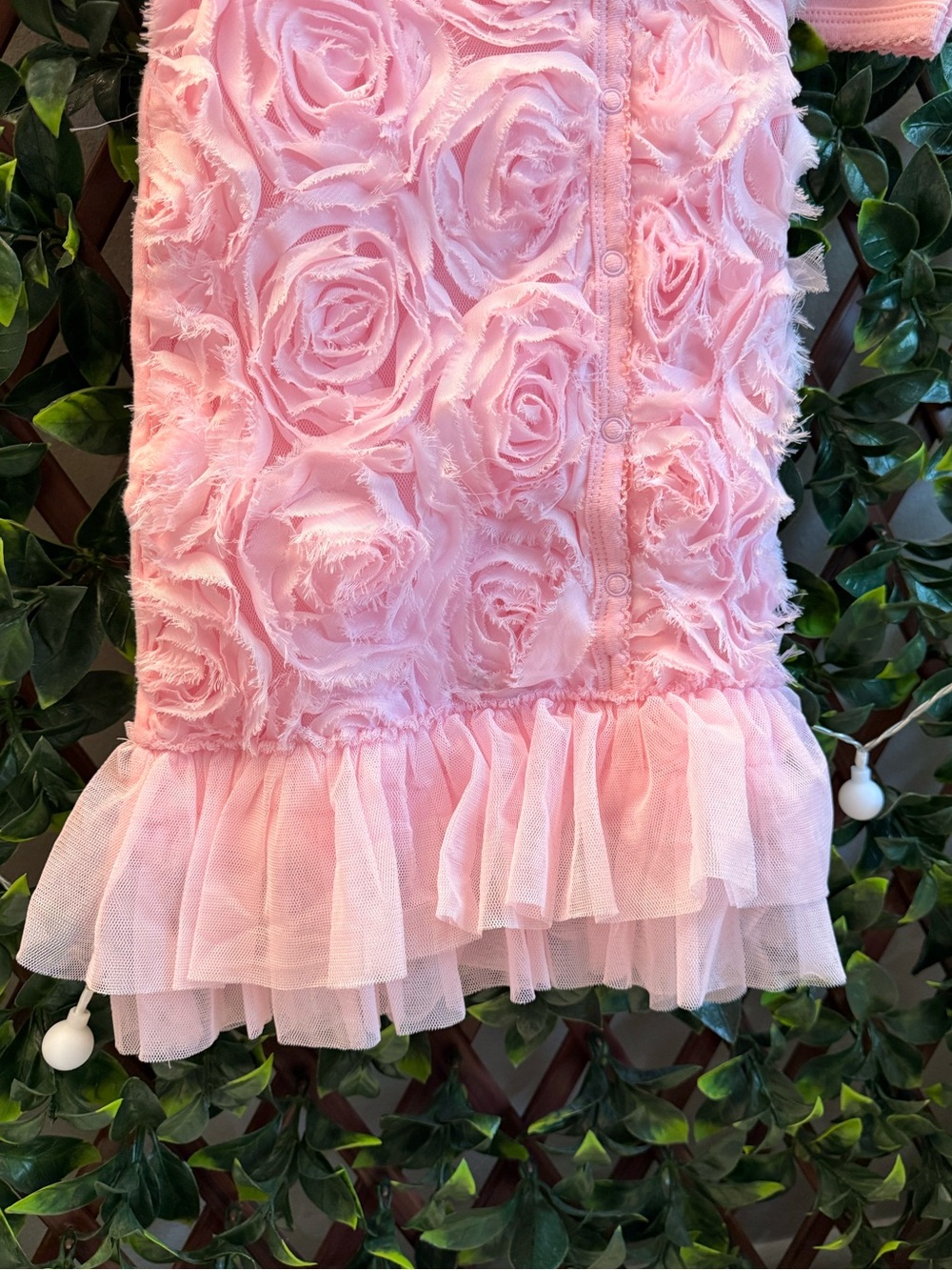 Mud Pie Pink Rosette Ruffle Baby Gown - Picture 7 of 8